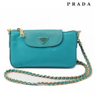 Prada Shoulder Bag TESSUTO SAFFIAN Nylon TURCHESE Turquoise Blue Strap